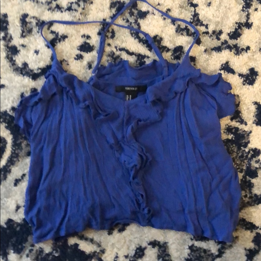 FOREVER21 ruffle crop top with crisscross back